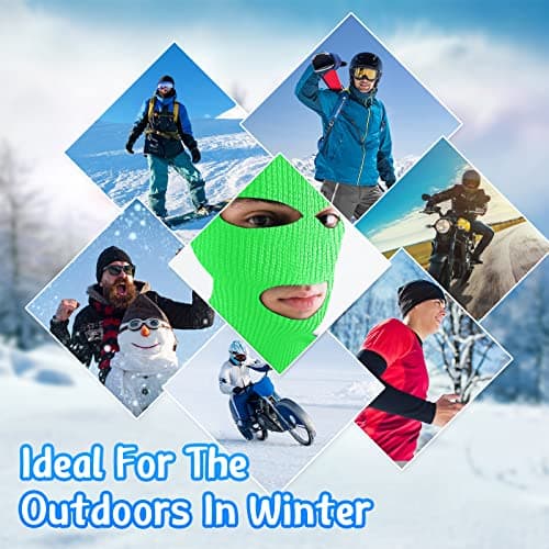 BBTO 1 Pcs 3 Hole Knitted Balaclava, Thermal Winter, Fluorescent Green — view 6