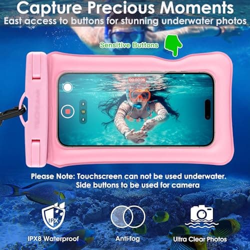 TECHGEAR Waterproof Phone Pouch, IPX8 Floating Case for Swimming, Waterproof Phone Bag with Lanyard Compatible for iPhone 17 16e 16 15 14 13, Samsung Galaxy S25 S24 S23 S22+ S21 Ultra A17 A35 A26 A56 — view 4