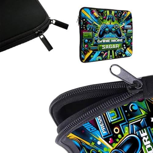 Personalised “Game More” Gamer Design – Custom Name - Back to School - Kids Gifts - Laptop Sleeve/Cover. (14") — view 3