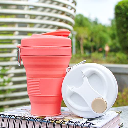 UNNESTAR Collapsible Camping Cup with Straw Silicone Foldable Coffee Cup Sports Bottle Portable Travel Outdoor Car 600ml — view 2