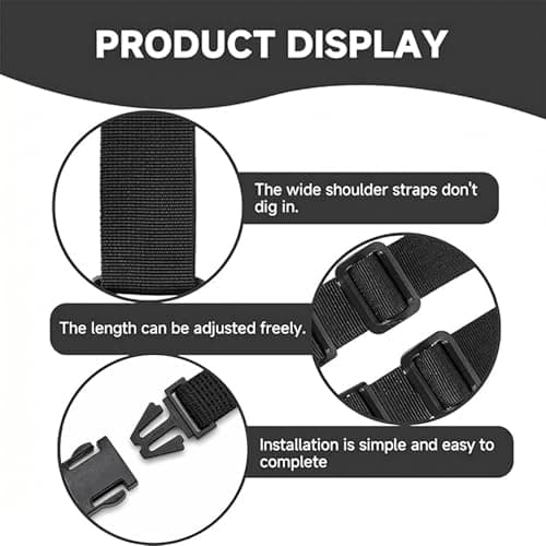 Universal Black Tablet Shoulder Strap for Tablet Case, Adjustable & Detachable Carrying Strap Replacement with Quick Release Buckles for IPad Samsung Tab Cases Camera Bags (Aircraft Buckle Style) — view 3
