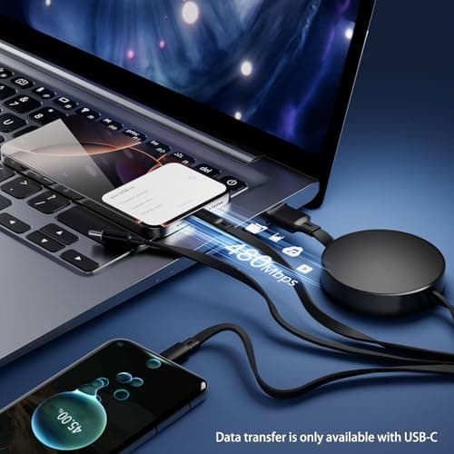 Multi Charger Cable USB A/C, 6 in 1 PD 60W Retractable Multi Charging Cable, Multiple Fast Charger Cable with Micro USB Type C Port for 16 Pro, 16 Plus, MaBook, Pad, Galaxy (Mint Green) — view 5