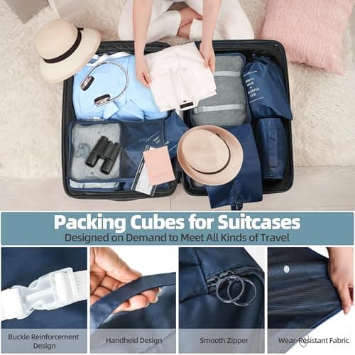 Porslin 8 Pack Packing Cubes for Travel Storage Bags and Packing Bags for Travel, Luggage Storage Set with Mesh Storage Bag for Travel Clothes — view 4
