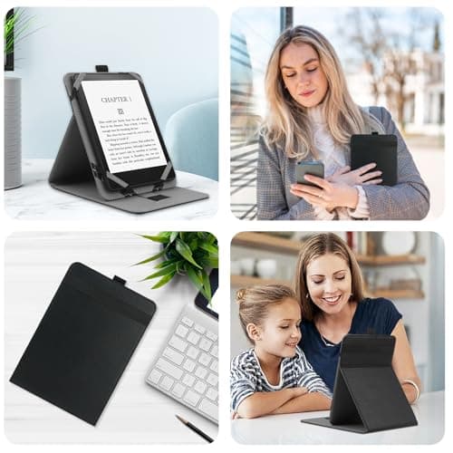 VOVIPO Universal Protective Case for 6" 6.8" 7" kindle paperwhite eReaders, Folio Stand Cover with Handstrap Compatible with kindle paperwhite/Kobo/Pocketook/Sony 6/6.8/7 inch ebook reader -Black — view 3