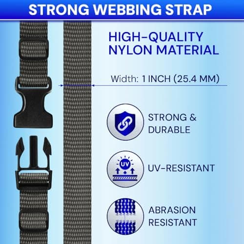 TECEUM 25mm Nylon Strap Kit with Buckles, 5m Charcoal Fabric Tape — view 5