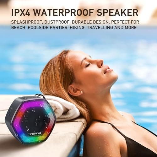 TECEVO HEX Bluetooth Wireless Speaker With LED Light, With Enhanced Bass, Portable & Rechargeable, TWS, 6 Hours Playing Time, USB-C Charging Cable — view 5
