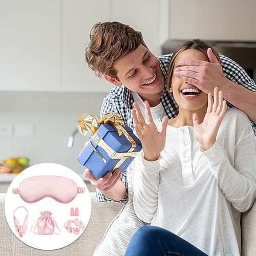 Silk Eye Mask for Sleeping, 4Pcs Silk Sleep Mask Set (Pink) — view 4