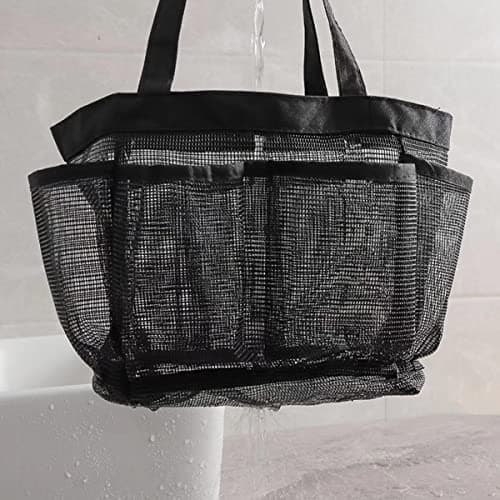 Pebipoo Mesh Shower Caddy Bag, Quick Dry Portable Tote Bag and Inner Pocket With 8 Pockets for Dorms Bathroom, Swimming, Gym, Beach, Travel(Black) — view 4