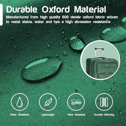 Aerostar Carry-on 20" Lightweight Soft Expandable Suitcase, Hand Luggage 4 Wheels & Combination Lock, 55x35x20cm | Accepted All Airlines easyjet, RyanAir, British Airways (Bottle Green, 32 litres) — view 6