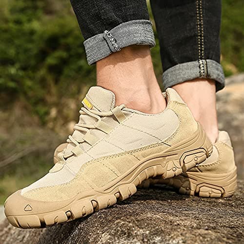 LZQpearl Men's Trekking & Hiking Shoes, Outdoor Walking Shoes for All-season, Lightweight Low Top Sports Shoes, Climbing, Travelling, Fishing Camping, Running (Beige,46 (UK 9.5)) — view 5