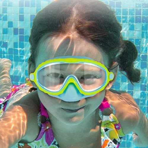 Kids Goggles with Nose Cover, HD Wide View Anti-Fog Toddler Swim Goggles, No Leak Adjustable Clip on Swim Mask for Kids Youth 4-16 (Blue) — view 3
