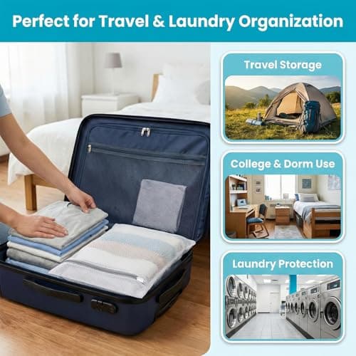 DrySmart 4 Pack Mesh Laundry Bags, 2 Large 60x50cm & 2 Medium 50x40cm — view 6