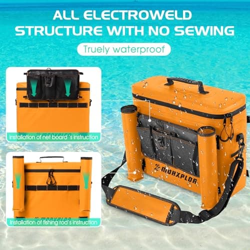 MORXPLOR Kayak Cooler, Waterproof Kayak Seat Back Cooler, 12L, Orange, Perfect for Kayaking, Picnic, Beach, Camping, Parties, Lunch Bag — view 3