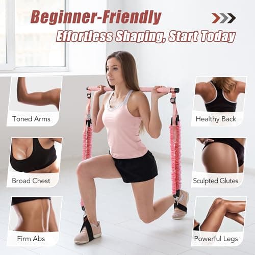 AlongSong Pilates Equipment, Resistance Band Set Men Women with Pilates Bar — view 4