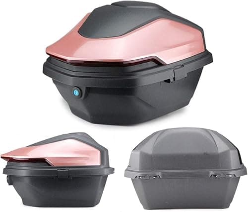 Motorcycle Trunk Travel Luggage Storage Box, Universal Motorcycle Helmet Top Box Luggage Storage For Motorbike Moped Back Rear Case,Many Colors Are Available (Color : Light Rose Gold)