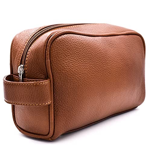 Parker Full Grain Leather Dopp Kit – Handmade Full Size Saddle Brown Leather Toiletry Bag Leather/Dopp Kit/Travel Bag for Effectively Carrying and Storing Toiletries, Brown