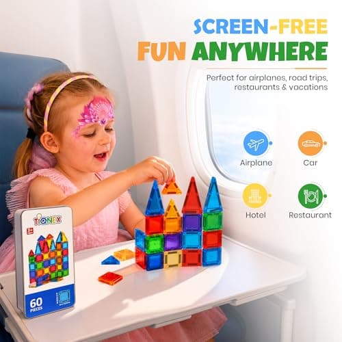 TIQNEX Magnetic Tiles Travel Set 60 Pieces with Metal Carry Case — view 3
