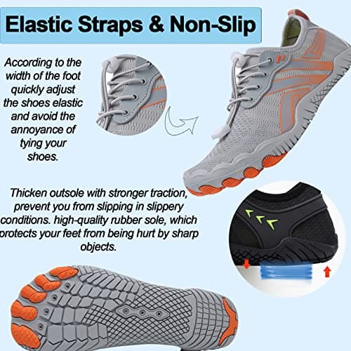 Supmix Mens Womens Water Shoes Beach Shoes Mens Womens Swim Shoes Quick Dry Barefoot Shoes Aqua Shoes Sea Shoes Surf Diving Pool Shoes for Mens Womens Gray, 7 UK — view 6