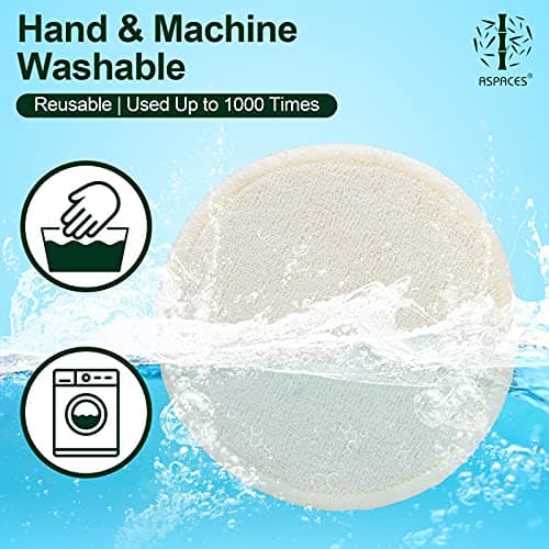ASPACES Reusable Makeup Remover Pads - 20 Packs Natural Bamboo Cotton Rounds Eco-Friendly for All Skin Types with Cotton Laundry Bag, White — view 4