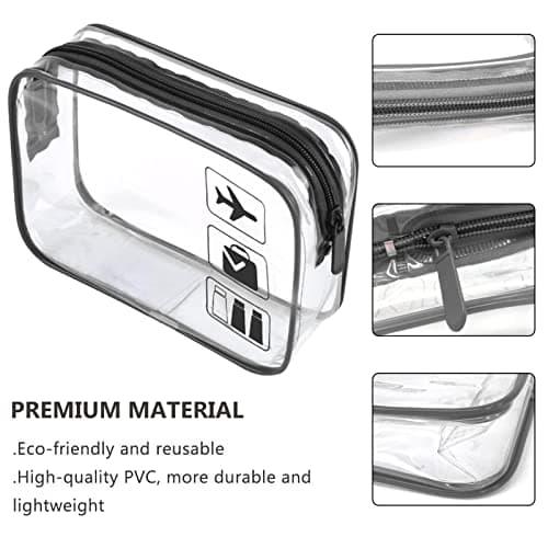 Clear Travel Toiletry Bag TSA Approved Quart Size Travel Bag Airport Carry on Liquid Bag Cosmetic Pouch Shower Bag Transparent Toiletries Bag Airport Security Toiletry Bags(Black) — view 2