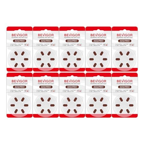 BEVIGOR Size 312 Batteries, 60 High Capacity Mercury-Free Premium Batteries, 10x6 Pack PR41 Brown — view 6