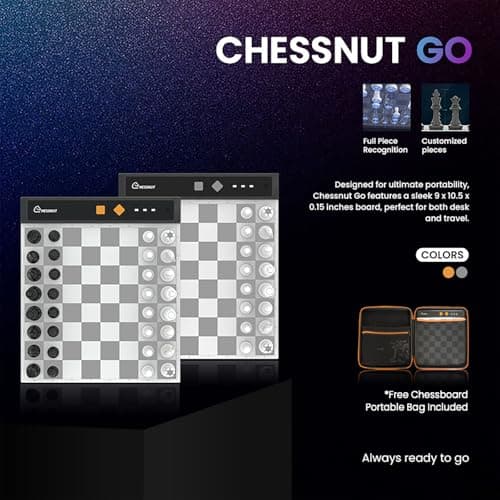 Chessnut Go Ultimate Portable Electronic Chessboard with Full Piece Recognition and Strong Magnetic Adhesion - Perfect Size for Desk or Travel (Orange) — view 3