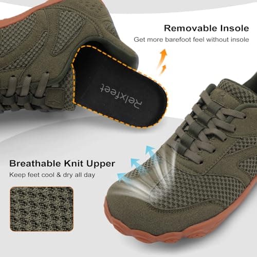 JOINFREE Men's Minimalist Casual Shoes Wide Fit Walking Shoes Barefoot Slip On Trainers Zero Drop Lightweight Breathable Gym Training Casual Shoes for Daily Wear Army Green Size 12 — view 5