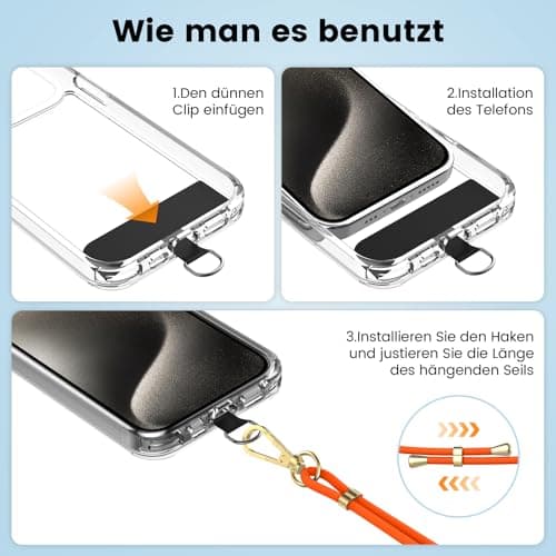 OLEPHY Crossbody Phone Lanyard Strap with 2 Pack Patchs, Orange — view 2