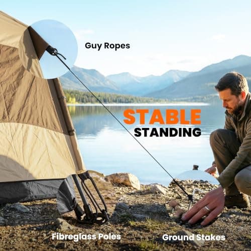 Outsunny Double Layer Instant Pop Up Tent with Rainfly 3 Man Brown — view 6