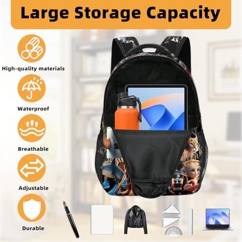 Italian Brainrot Boys School Bags, Cute Printed Brainrot Bags for Boys, Lightweight Kids Backpack with Large Capacity, Travel Daypack for Teen Boy, Kids, Elementary, Hiking, Outdoor Activities (A) — view 3