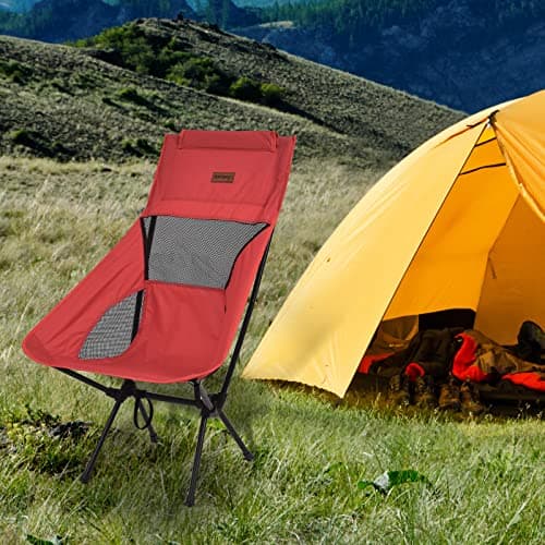 Rainberg Ultra Lightweight High Back Camping Chair, Folding Chair, Camping Chairs for Adults, Foldable Garden Outdoor Picnic BBQ Chairs. (Pack of 1, Red) — view 6