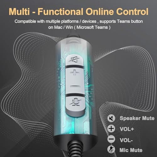 Wantek USB Headset with Microphone for PC Laptop, Adjustable Noise Cancelling Business Office Headsets — view 4