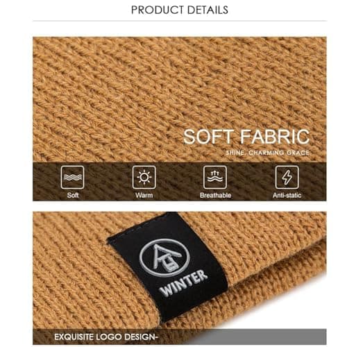 Men's Winter Neck Warmer Gaiter Snoods, Ribbed Knit, Black/Taupe, 2-Pack — view 6