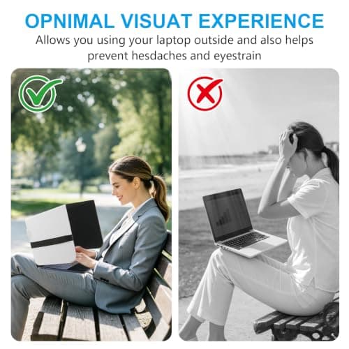 HoYiXi Foldable Laptop Sun Shade & Privacy Shield - Fits 13-14'' Laptop Compatible MacBook, Dell, Surface - Blocks Sunlight, Protects Privacy, Working Outdoor Travel,Anti - Glare,Grayish White — view 4