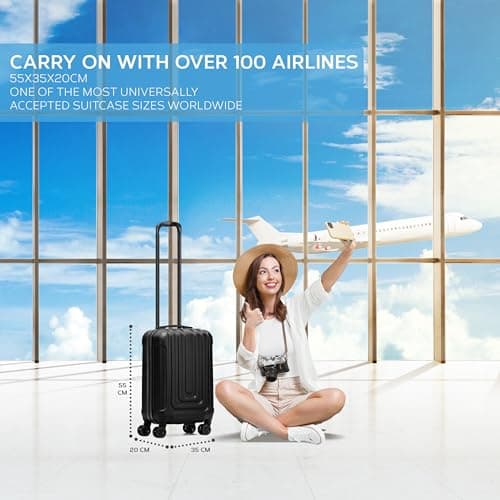 Flight Knight Premium Hard Shell Lightweight Cabin Suitcase - 8 Spinner Wheels - Built-in TSA Lock & USB Port - Luggage Approved for Over 100 Airlines Including easyJet, Ryanair & Jet2-55x35x20cm — view 2