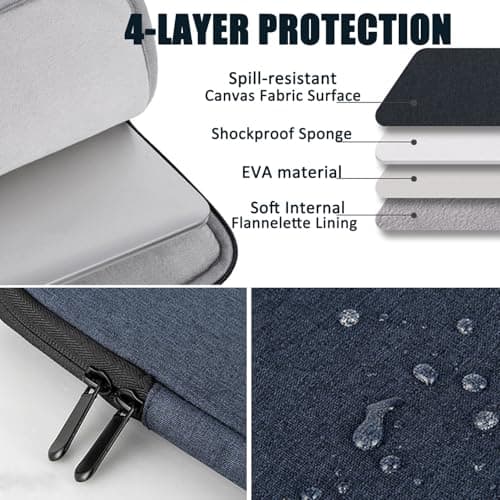 14-Inch Laptop Sleeve Case, Protective Case Soft Padding Zipper Cover Carrying Bag, Suitable For Macbook Air/Pro Laptops, Portable Laptop Bag (Dark blue) — view 5