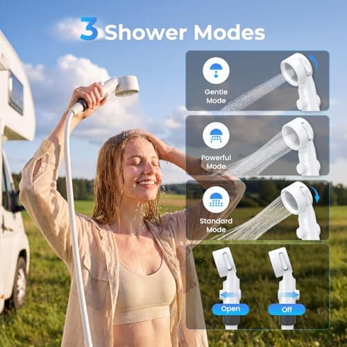 Homealexa Portable Camping Shower 6000mAh, USB-C Rechargeable Shower with LED Display, 3 Spray Modes, IPX7 Waterproof Electric Shower Pump for Camping, Hiking, Travel, Pets & Outdoor Use — view 3