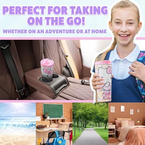 Get Trend Hello Kitty Sanrio Insulated Travel Mug, 425 ml/15oz Tumbler, Stainless Steel Flask for Hot & Cold Drinks, Metal Water Bottle & Coffee Cup (Multi Hello Kitty) — view 3