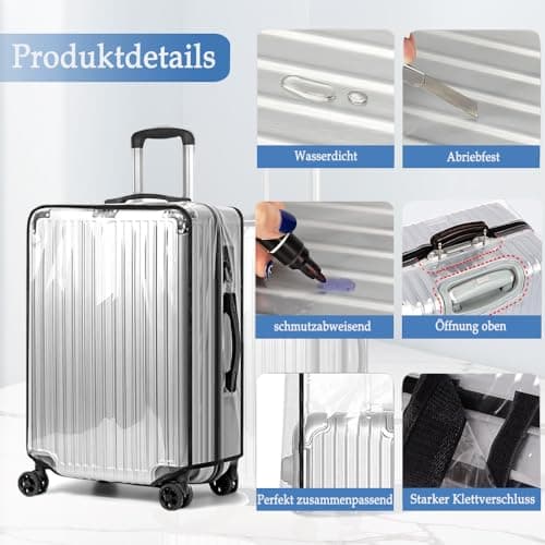 Exquilnova 3PCS Transparent Suitcase Cover Set,20/24/28 Inch Clear Suitcase Covers Protectors,Waterproof DustProof Reusable Luggage Cover for Business Trip,Daily Using,Travel — view 3