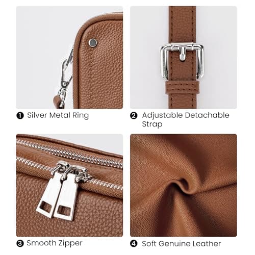 befen Brown Handbag Real Leather Shoulder Bags Women with RFID Blocking — view 5