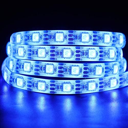 GQL 12V Flexible LED Strip with Switch, 3 m Waterproof 5050 60leds/m Rope Light Blue Ribbon Self-adhesiveTape BackUK Plug Power Adapter Indoor Outside Decor