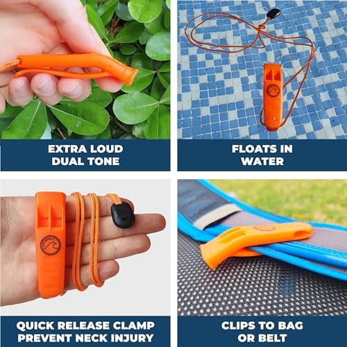 SwimCell Emergency Whistle - Swimming, Hiking, Camping - Orange (3 Pack) — view 4