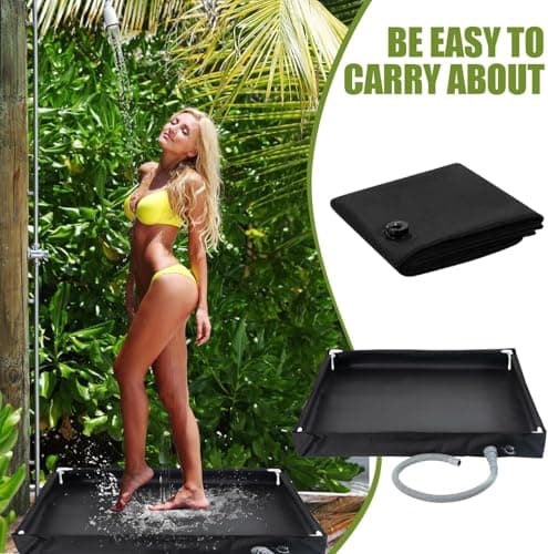 Bohrma Portable Shower Tray, 2-in-1 Foldable Camping Shower Base, Portable Shower Tray, Mobile with Drain Pipe, Foldable Shower Base, Portable, 80 x 80 x 10 cm, Durable Oxford Waterproof Tent Awning — view 3