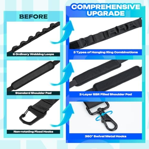 KawaGebo Kamp 67''Universal Shoulder Strap, Bag Strap Mesh Breathable Thick Padded Replacement with Adjustable Buckles and Metal Hooks for Luggage, Backpack, Duffle Bag 3D Spacer Comfortable — view 5