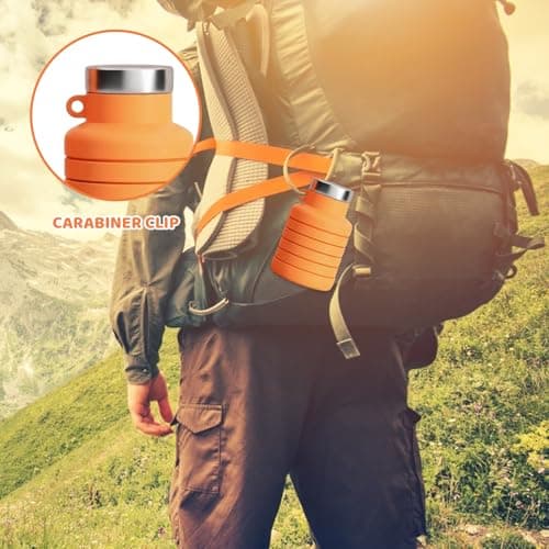 YFHUVB Collapsible Water Bottle, Folding Water Bottle for Outdoor Activities, Silicone Water Bottle Collapsible with 500 ml Capacity, Compact Design for Hiking Running Travel — view 6