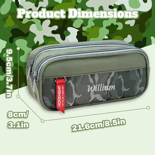 Personalized Pencil Case, Custom Pencil Pouch, Camouflage, Black — view 3