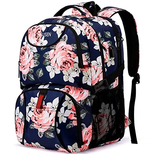 Travel Laptop Backpack for Women,Lunch Backpack Extra Large Business Work Backpack with Insulated Cooler Compartment,Water Resistant 17 Inch Computer Rucksack with USB Charging Port College School Bag