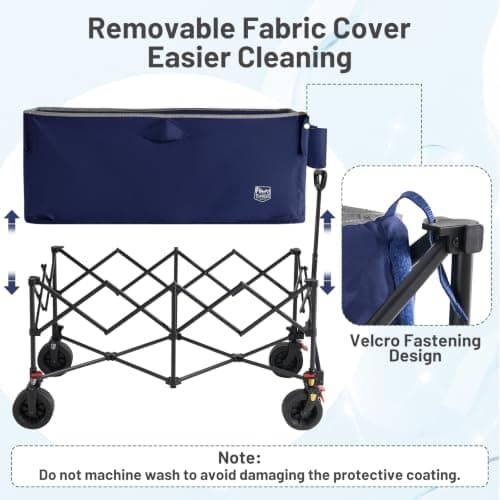 TIMBER RIDGE Festival Trolley on Wheels 300L Heavy Duty Camping Trolley Folding Wagon Trolley with Brakes, Portable Pull Garden Wagon Cart Lightweight for Outdoor Picnic Shopping Fishing — view 4