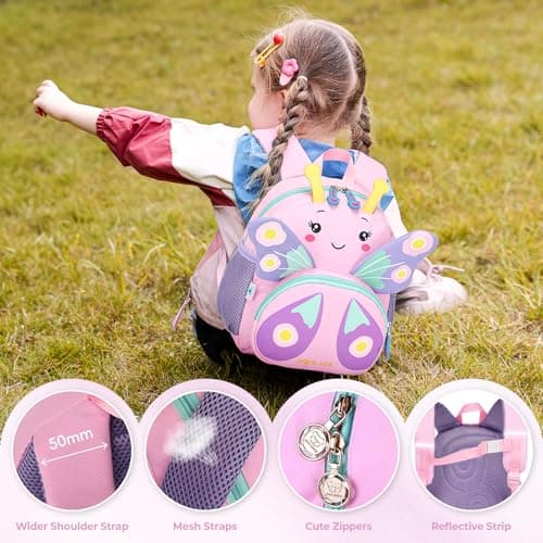 PROTAURI Kids Backpack for Girls 11L Aged 3-6, Butterfly — view 6