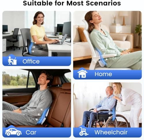 QUTOOL Lumbar Support Cushion – Memory Foam Back Support Cushion with Breathable Mesh Cover & Adjustable Strap, Lumbar Support Pillow for Office Chair, Car & Gaming Chair — view 6